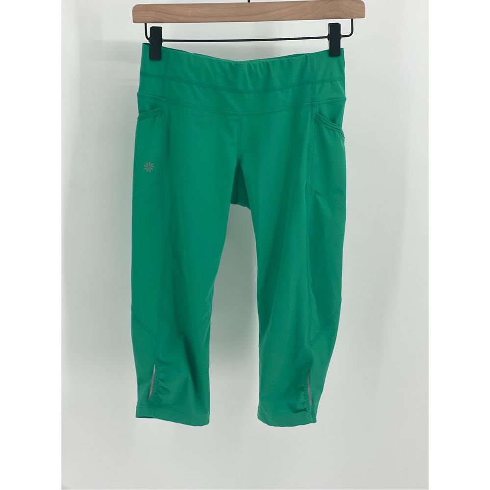 Athleta Legging Cropped Women XS Green Reflective
